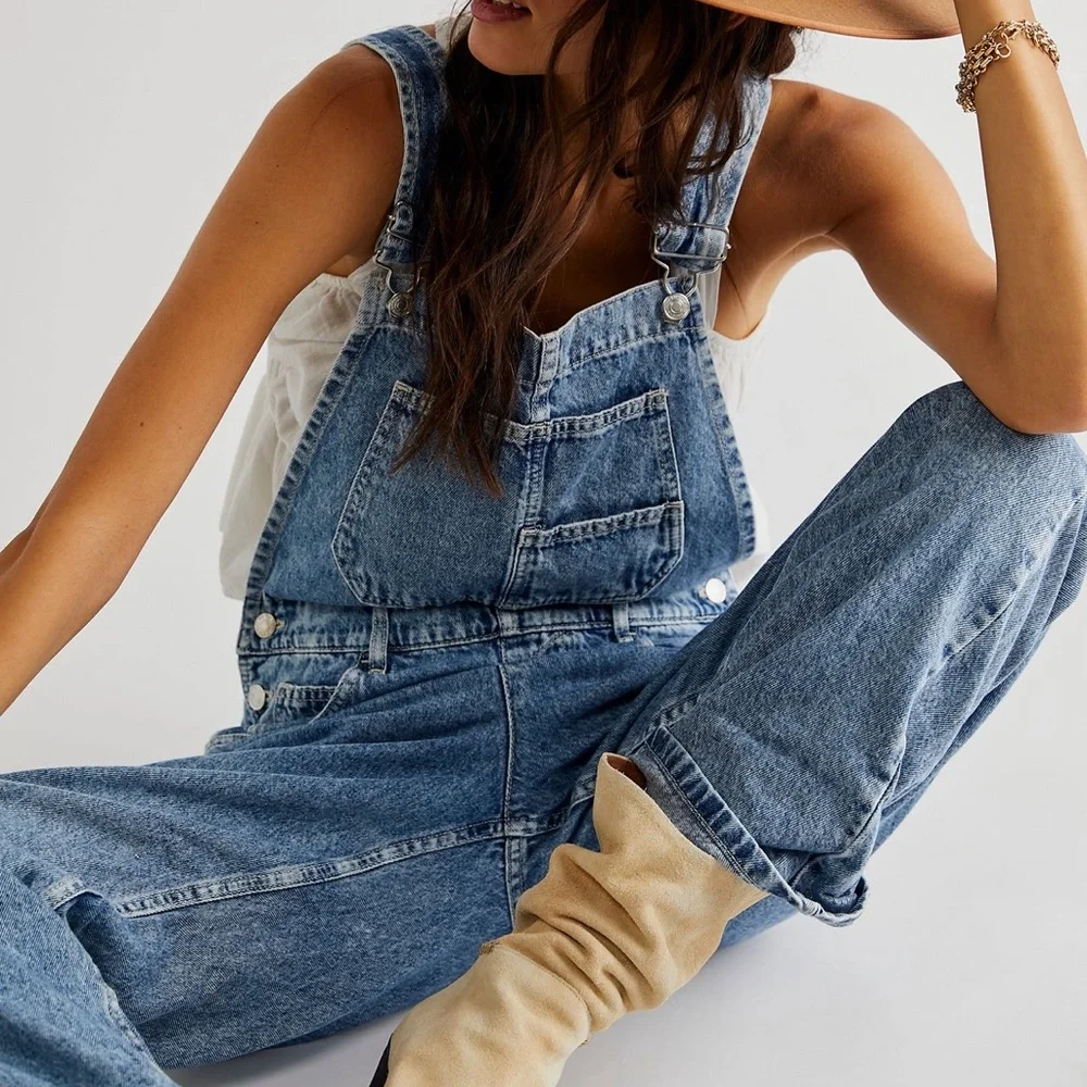 Free People Striped Denim Overalls - Picture 9 of 11